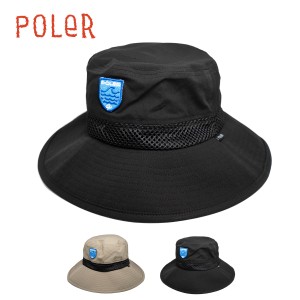 ポーラー ハット 帽子 POLER 2WAY SURF HAT 2ウェイ サーフ ハット 収納可能 ブラック グレー 紫外線対策 UVケア 刺繍ロゴ【ネコポス】