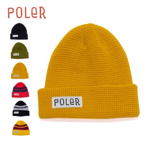 【30%OFF】ポーラー ニット帽 POLER WORKERMAN BEANIE ワークマン ビーニー ユニセックス ワッフル 二つ折り ロゴ 定番 【ネコポス】