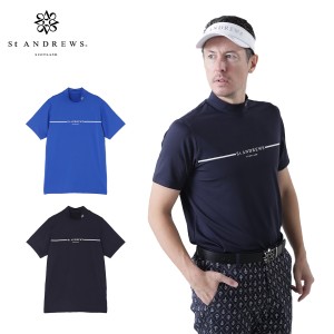 St ANDREWS シャツ メンズ セントアンドリュース カチオンポリエステルベア天竺 半袖ハイネックカットソー ゴルフウェア【ネコパケ】