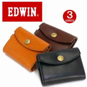 三つ折 財布 EDWIN エドウイン 日本製 栃木レザー 本革 牛革 三つ折り コンパクト財布 ウォレット 送料無料 メンズ レディース ユニセッ