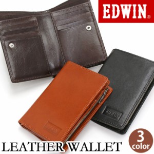 エドウイン 財布 EDWIN メンズ 二つ折り財布 牛革 革財布 シンプル 折り財布 サイフ カジュアル 折財布 サブ財布 ウォレット カード入れ 