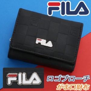 財布 レディース FILA フィラ 二つ折り財布 ロゴブローチ がま口 二つ折り 折財布 折れ財布 ウォレット シンプル ラウンドファスナー 女