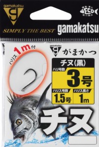 がまかつ チヌ 黒 糸付 1m 輪巻 ハリ4号 ハリス2号 / クロダイ チヌバリ 鈎 針 仕掛け / 釣具 / メール便可