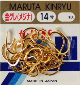 金龍鉤 グレ メジナ 徳用 34本入 金 9号 / グレ鈎 釣り針 / 釣具 / メール便可