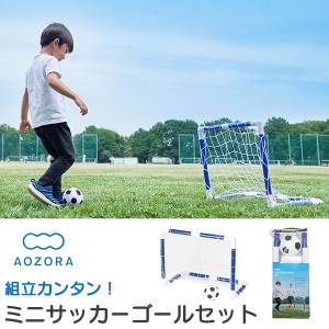 ミニサッカーゴールセット‐室内 サッカーゴール 組み立て式 折りたたみ式 子供用 屋外 フットサル 練習 簡単組立 あおぞら