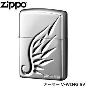 ZIPPO アーマー V-WING SV シルバーミラー 彫刻 甲冑 V刀 鳥の羽 アーマージッポー アーマーケース ジッポー ライター ジッポ Zippo オイ