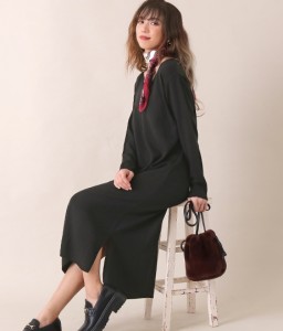 【50%OFF】カシミヤタッチVネックゆるワンピース【ANAP アナップ ニットワンピース ロング vネック ワンピース ニット レディース ニッ