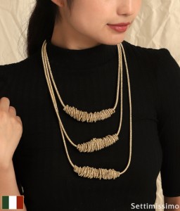 【30%OFF】金糸3連コイルネックレス【アナップ セッティミッシモ Settimissimo レディース アクセサリー 金 銀 黒 ゴールド シルバー ブ