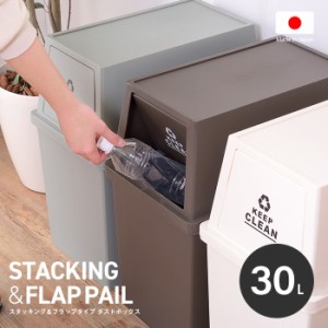 フタ付きダストボックス30L 日本製 ごみ箱 ゴミ箱 30リットル ペール スタッキング 重ねられる 積み重ね キャスター付き スリム キッチン