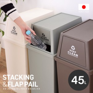 フタ付きダストボックス45L 日本製 ごみ箱 ゴミ箱 45リットル ペール スタッキング 重ねられる 積み重ね キャスター付き スリム キッチン