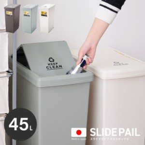 フタ付きダストボックス45L 日本製 ごみ箱 ゴミ箱 45リットル ペール スライド ロック機能 キャスター付き スリム キッチン カウンター下