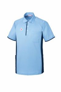 ルコック 男女兼用ニットシャツ UZL3082-4 (ブルー) 明石SUC 医療 看護