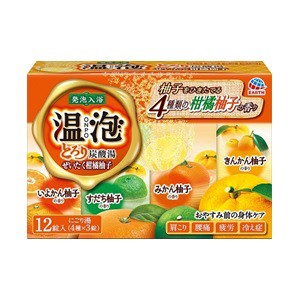 【アース製薬】 温泡 入浴剤 とろり炭酸湯 ぜいたく柑橘柚子 45g×12錠入 【日用品】