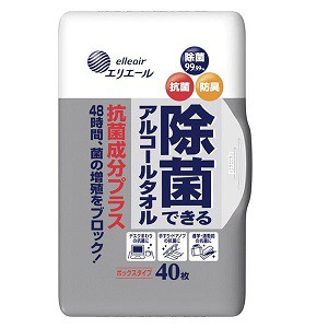 【大王製紙】 エリエール 除菌できるアルコールタオル 抗菌成分プラス ボックス 本体 40枚入 【日用品】