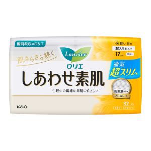 【花王】 ロリエ しあわせ素肌 超スリムタイプ 軽い日用 羽なし 32コ入 (医薬部外品) 【衛生用品】