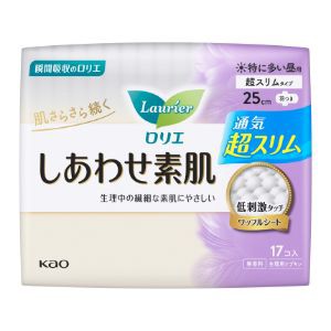 【花王】 ロリエ エフ しあわせ素肌 超スリムタイプ 特に多い昼用 羽つき 17枚入 (医薬部外品) 【衛生用品】