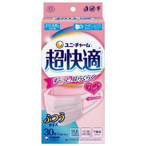 「ユニ・チャーム」　超快適マスク　ブリーツタイプ　ピンクふつう　30枚