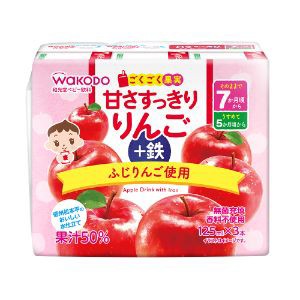 「アサヒグループ食品」　ごくごく果実　甘さすっきりりんご＋鉄　１２５ｍｌ×３本