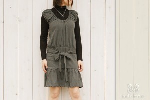 ゴム使いカットソーチュニックワンピース 旧商品 激安 春秋冬 S M L LL