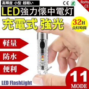 懐中電灯 ハンディライト ミニサイズ 超小型 キーホルダー懐中電灯 led 強力 USB充電式 防水 白赤UV青4つ色 フラッシュライト 明るい 赤