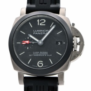 [3年保証] パネライ メンズ ルミノール ルナロッサ GMT PAM01096 箱保(2023年11月) ブラック ラバーベルト 自動巻き 腕時計 中古 送料無