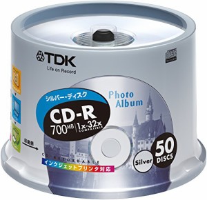 TDK CD-Rデータ用 32倍速対応シルバープリンタブル ポットケース入り50枚パック [CD-R80ESX50PS]