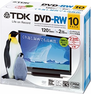 TDK 録画用DVD-RW デジタル放送録画対応(CPRM) 1-2倍速 インクジェットプリンタ対応(ホワイト・ワイド) 10枚パック 5mmスリムケ