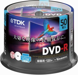 TDK 録画用DVD-R デジタル放送録画対応(CPRM) 1-16倍速 インクジェットプリンタ対応(ホワイト・ワイド) 50枚スピンドル GDR-1