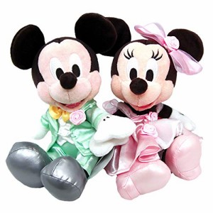 ディズニー ウェディング ミッキー ミニー マウス ぬいぐるみ ペア セット 小 (グリーン、ピンク服) ウェルカムドール 結婚式 ブライダル