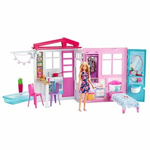 バービー(Barbie) かわいいピンクのプールハウス 【着せ替え人形・ハウス 】【ドール、アクセサリー付き】【3歳~】 FXG55