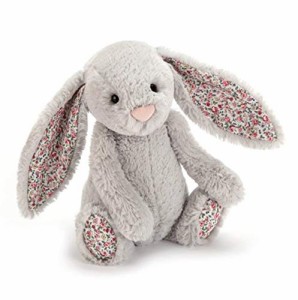 Jellycat (ジェリーキャット) ふわふわ うさぎ (Blossom Bunny ) ぬいぐるみ　(シルバー×ピンクフラワー) (18cm) [