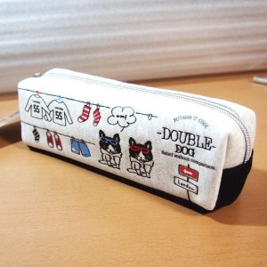 コンパクトで可愛い筆箱 ミニBOX ペンケース（DOUBLE DOG）33738/犬 文房具 ペン入れ