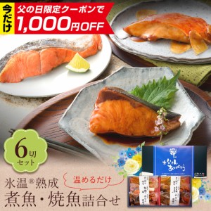 父の日 プレゼント ギフト 氷温熟成 煮魚・焼き魚 詰合せ（金目鯛の煮付け・紅鮭の塩焼きほか6切入） 個包装 送料無料（北海道・沖縄を除