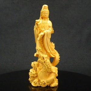 木彫 仏像 龍上観音菩薩 ツゲ 観音 菩薩 仏像の通販｜au PAY マーケット