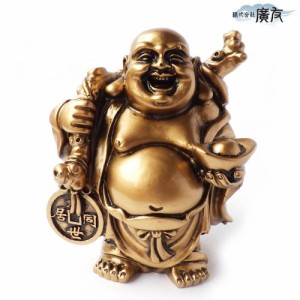 送料無料 金運アップグッズ 金運 置物 金布袋 (元宝) 樹脂製 布袋様 ハッピーブッダ happy buddha statue 置物 七福神 布袋 風水 風水ア