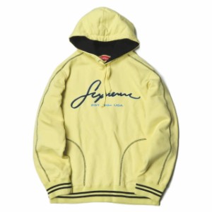 Supreme シュプリーム 19SS Contrast Embroidered Hooded Sweatshirt コントラストロゴ刺繍 スウェットプルオーバーパーカー M Yellow