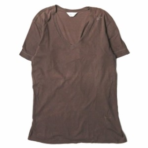 UNUSED アンユーズド 日本製 COTTON STANDARD V-NECK T-SHIRT 丸胴コットンVネックTシャツ 3 ブラウン 半袖 ロゴ トップス