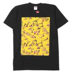 新品 Supreme シュプリーム 16SS アメリカ製 Beach Tee プリントクルーネックTシャツ M ブラック 半袖 ビーチ トップス