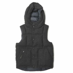 Engineered Garments エンジニアードガーメンツ down vest-hoody ウールフードダウンベスト S グレー チョークストライプ