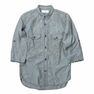 UNUSED アンユーズド DUNGAREE QUARTER-SLEEVE DAMAGE SHIRT ダンガリー カットオフダメージシャツ US0372 1 バイオウォッシュ