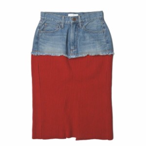 新品 PHEENY フィーニー 18AW 日本製 DENIM×RIB KNIT SKIRT(RED) デニム x リブニットスカート PA18-SK04 2 レッド ドッキング