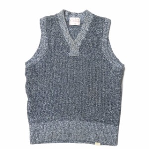 BONCOURA ボンクラ 日本製 A1 Cotton Vest コットンニットベスト 36 ネイビー メランジ ごま塩 トップス