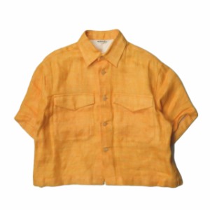 AURALEE オーラリー 20SS LINEN DOUBLE FACE HARF SLEEVED SHIRTS リネンダブルフェイスハーフスリーブシャツ A20SS04WL 1 オレンジ