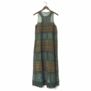 abacaxi アバカシー 20AW Mixed Media Dress ミックスメディアドレス 20040043002230 S グリーン ノースリーブ シアー フリンジ