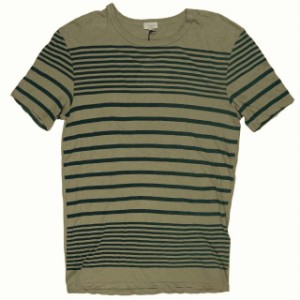 TAPIA LOS ANGELES タピアロサンゼルス アメリカ製 Marine Print Tee - Hemp コットンリネンボーダーTシャツ TS-121 CLP M ベージュ