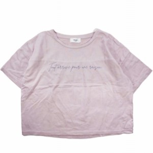 BEAMS HEART ビームスハート 手書き風 ロゴTシャツ 43-08-0289-213 Free ピンク 半袖 カットソー ギャザー オーバーサイズ トップス