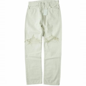 新品 soe ソーイ 22SS CLASHED SELVEDGE JEANS DIRECTED BY Yusuke Yatsuhashi クラッシュジーンズ 1221-60-206 1 OFF WHITE デニム