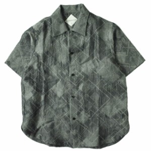 新品 ETHOSENS エトセンス 22SS 日本製 SS GEOMETRY SHIRT ジオメトリーオープンカラーシャツ 3E122-25 2 Grey 半袖 ジャガード トップス