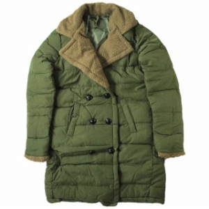 新品 no brand ノーブランド ボアカラー ダブルダウンコート L OLIVE トレンチ 中綿 アウター