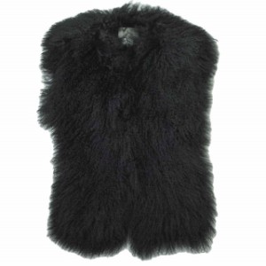 TERZAKOU PARIS テルザクパリ フランス製 SHEEP FUR VEST シープファーフリンジベスト Free ブラック ジレ 毛皮 トップス